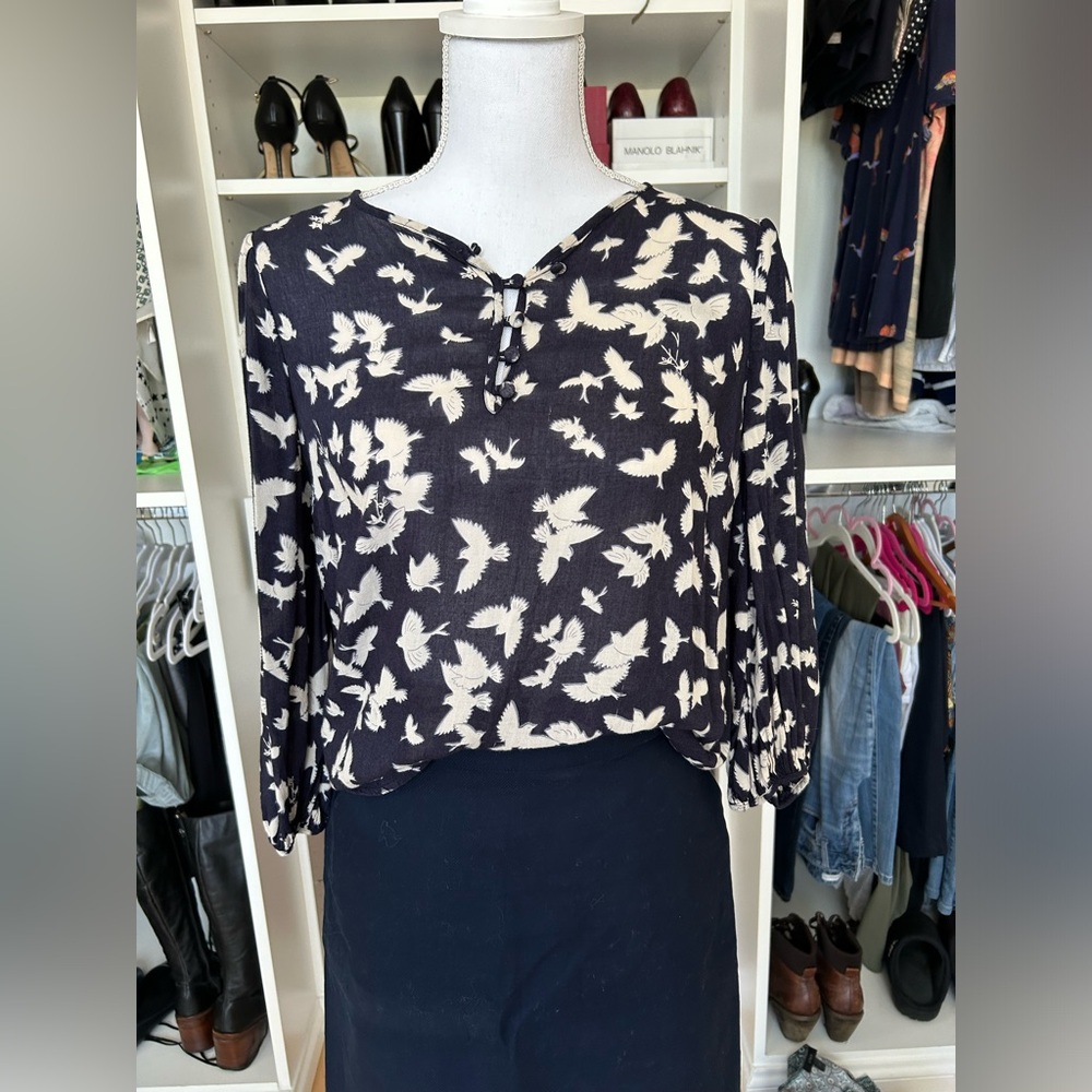 Maeve light weight cotton 3/4 puffed sleeves top
